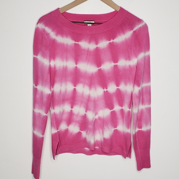 J. Crew Sweaters - J Crew Sweater Crewneck Cashmere Tie Dye Pink White Small